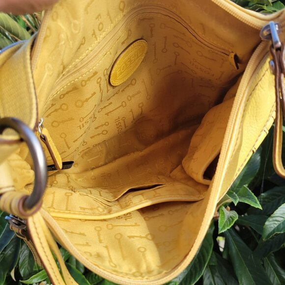 Vintge Y2K Yellow Fossil Maddox Shoulder/ Crossbody Bag - Picture 7 of 9